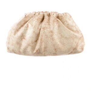 Bottega Veneta Crackled Calfskin The Pouch Oversized Clutch Zabaione